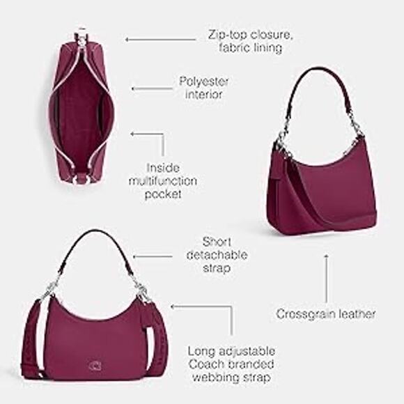 1009. COACH Hobo Crossbody in Crossgrain, Deep Plum - Picture 4 of 5